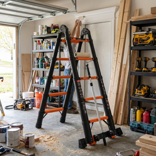 20.3 FT Telescoping A Frame Ladder, 10 Step, ANSI Certified, Type I Heavy Duty