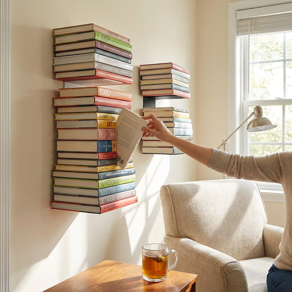 Invisible Floating Bookshelf Wall Mounted Book Shelf Home Decoration Book Organizer