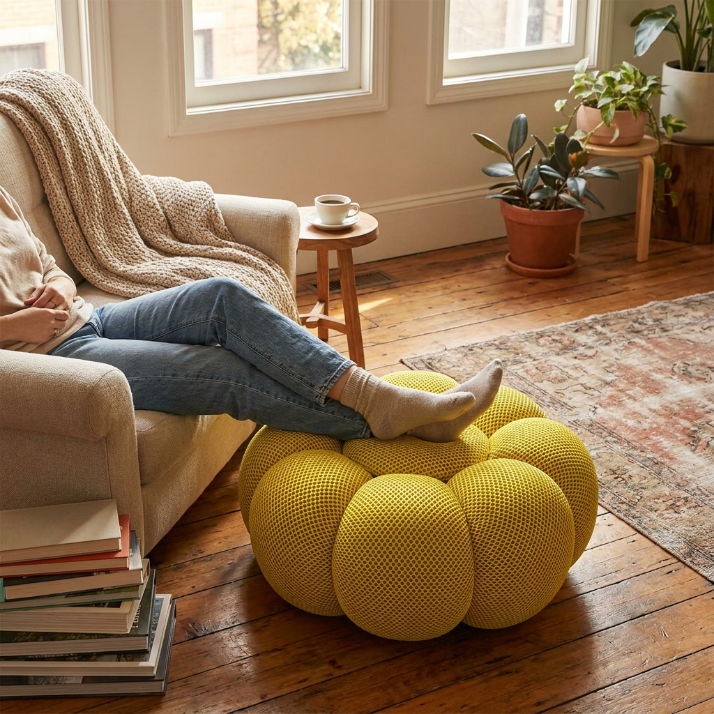 Nordic Sofa Pedal Simple Round Stool Low Ottomans Living Room Sofa Footstool